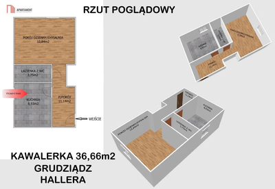 * Ustawna kawalerka 36,7m2 z dużą kuchnią - 2