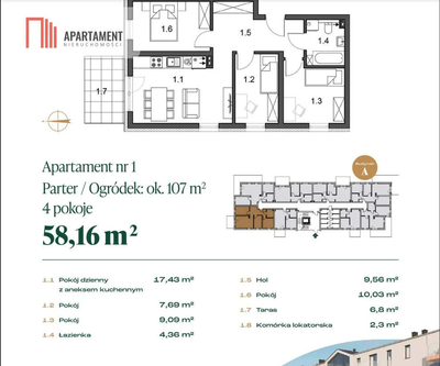 Centrum Rypina, 4 pokoje, 58,16mkw, ogródek 107mkw - 3
