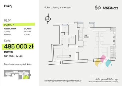 Centrum, Olsztyn, Apartamenty podzamcze, 34,76 m2 - 4