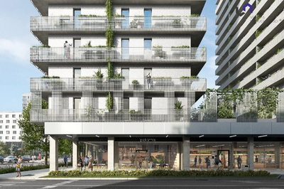 Nowoczesny superbudynek, złożony z trzech kaskadowych tarasowców z otwartym, miejskim parterem, wygodnymi apartamentami i balkonami pod centralnym adresem w mieście. - 3