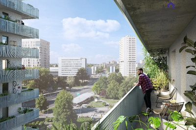 Nowoczesny superbudynek, złożony z trzech kaskadowych tarasowców z otwartym, miejskim parterem, wygodnymi apartamentami i balkonami pod centralnym adresem w mieście. - 2