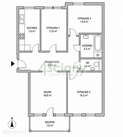 4-pokojowe mieszkanie 82 m² - 2