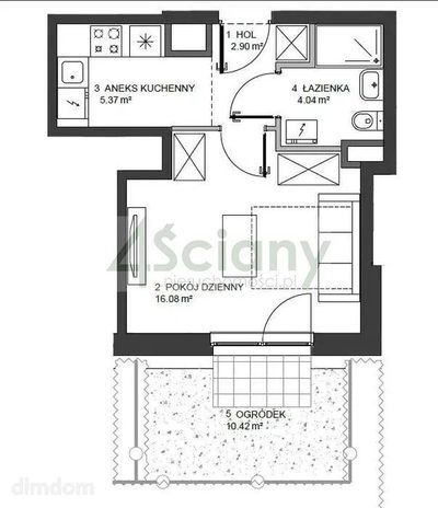 Mieszkanie  29 m² na parterze (z prywatnym małym ogródkiem). - 4