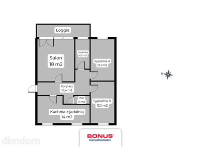 71,9 m² | 3 pokoje | 1. piętro | Blisko lasu - 3