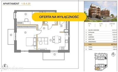 3 pok 65m2 ostatnie piętro 2 balkony winda