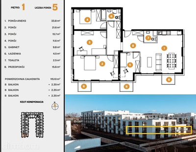 115m2 Apartament 5 pok/3 balkony Bronowice - 3