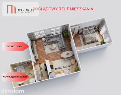 * Ustawne 2 pokoje z aneksem 1 piętro Grudziądz - 3