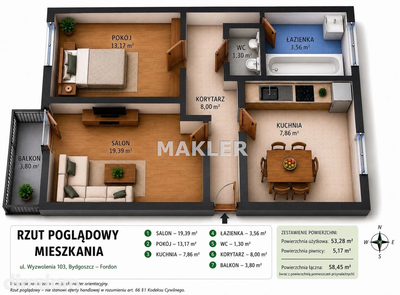 2 pokoje | 53 m² | Fordon | Balkon - 4