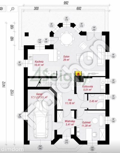 Do sprzedania dom wolnostojący w stanie surowym otwartym, posadowiony na działce o powierzchni 1000 m2 w Zaborówku, gmina Leszno. Na chwilę obecną na konstrukcji domu położono krokwie. - 2