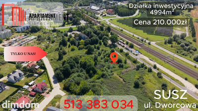 Działka inwestycyjna 5 001 m² w Suszu