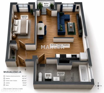 Mieszkanie 60m2 z garażem - 2