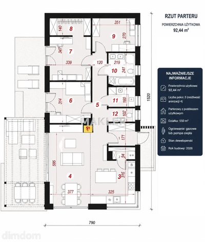 Nowy dom 92 m² | Ciele | Działka 550 m² - 3