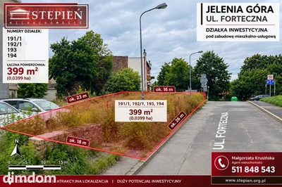 DZIAŁKA INWESTYCYJNA W CENTRUM JEENIEJ GÓRY