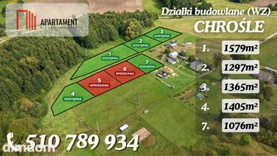 Działki z WZ | Chrośle | 1076-1579m | Woda, prąd
